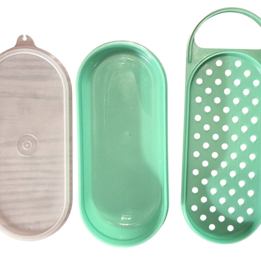 Vintage Jadeite Green Tupperware 3pc Cheese Grater Shredder